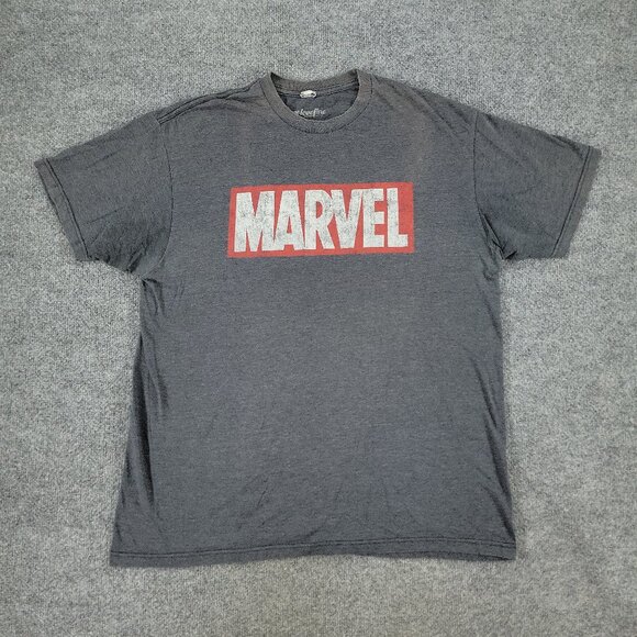 Marvel Comics Shirt Men's XL Gray Logo Graphic Tee Crew Neck Short Sleeve Adult - Picture 1 of 14